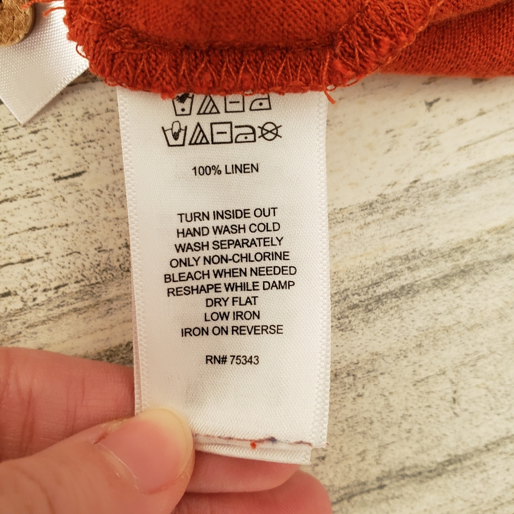 Rachel Zoe 100% Linen Tie Front Tank Top Orange Size Extra Small - Picture 5 of 5